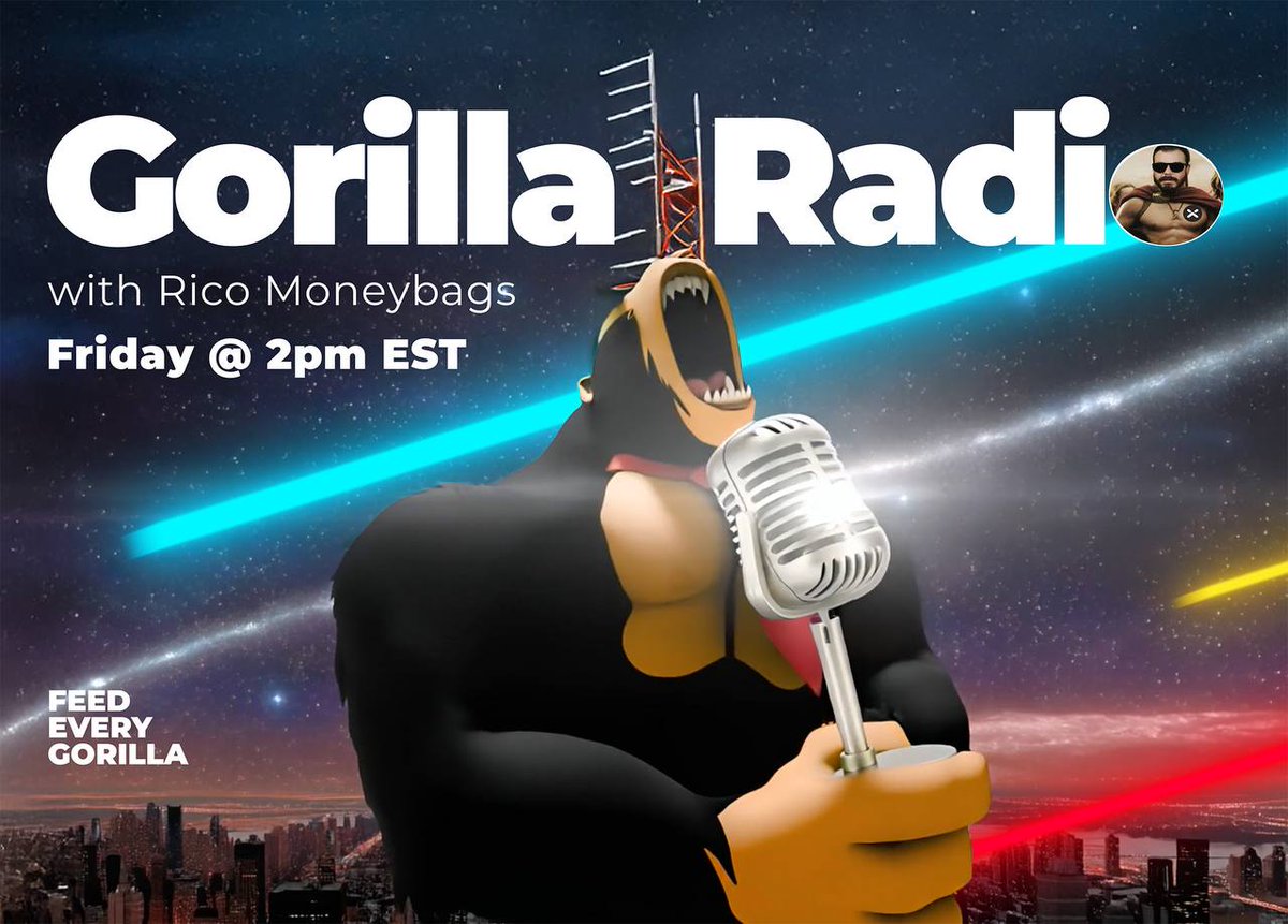 Gorillas!

Join us Friday, for our Gorilla Radio X Spaces on the <a href="/FEGtoken/">FEG (Feed Every Gorilla)</a> X account, hosted by <a href="/RicoMoneybags/">Rico Moneybags</a> 

We will have a guest from <a href="/SmartPii/">Smart Pi Token BuyBot & Trending</a> stopping by to talk shop about their project.

📅 Date: Friday March 7th
⏰ Time: 2 PM ET | 7 PM UTC
📍Location: <a href="/FEGtoken/">FEG (Feed Every Gorilla)</a> X Spaces