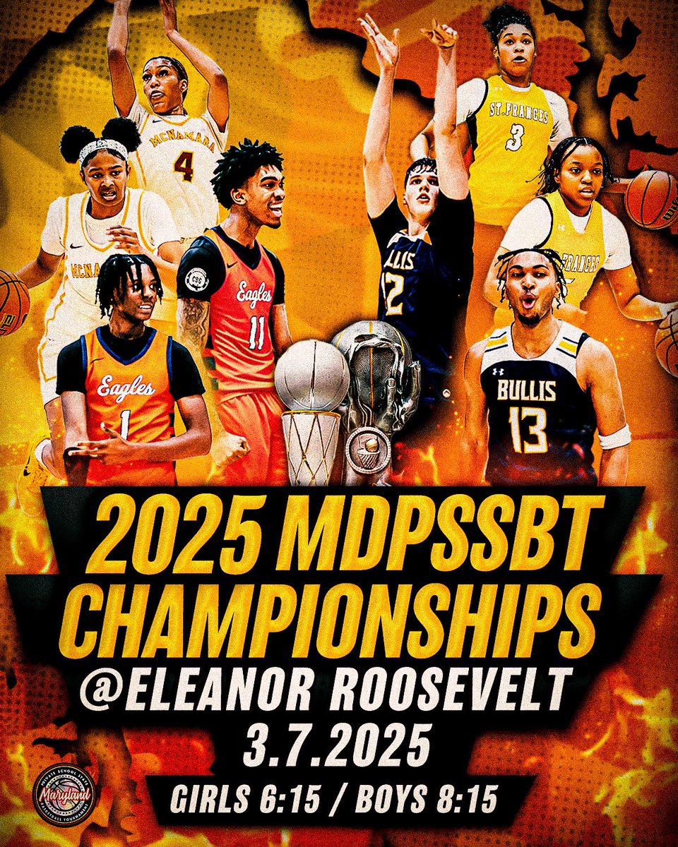 🏆 Championship Bound! 🏆

The stage is set! Bishop McNamara takes on St. Frances in the 2025 MDPSSBT Championship this Friday, March 7th, at Eleanor Roosevelt! Tip-off at 6:15 PM—be there to witness history!
MLet’s pack the stands and cheer on our squad!🏀 #McNamaraBasketball