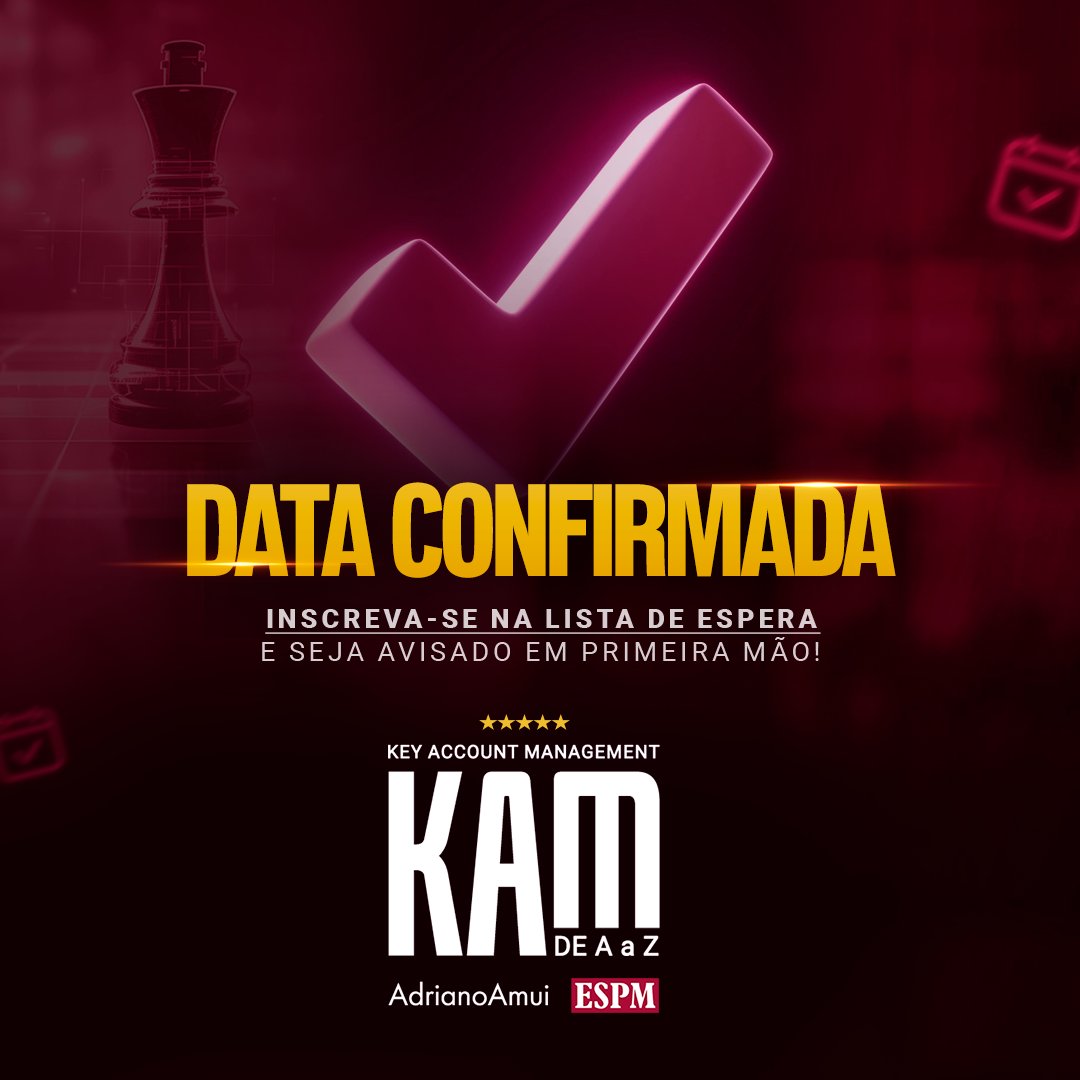 aamui's tweet image. A próxima turma do Curso KAM - de A a Z , na ESPM, está confirmada de 22 a 25 de abril de 2025. 

Quer ser avisado da abertura das inscrições em primeira mão? Inscreva-se na lista de espera e receba conteúdos sobre KAM.

📷 kamespm.com.br