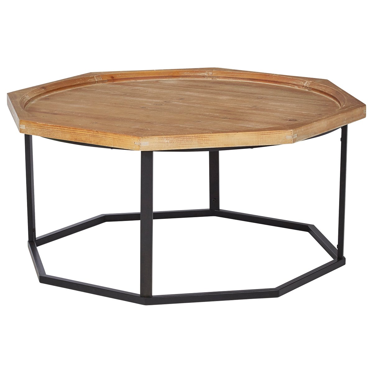 Amazon Brand – Stone &amp; Beam Aire Rustic Octagonal Fir Wood Coffee Table, 39.5""W, Black &amp; Natural

 Rating ⭐ : 4.5
 Check Amazon price >> 🔗 : amzn.to/42xagU3