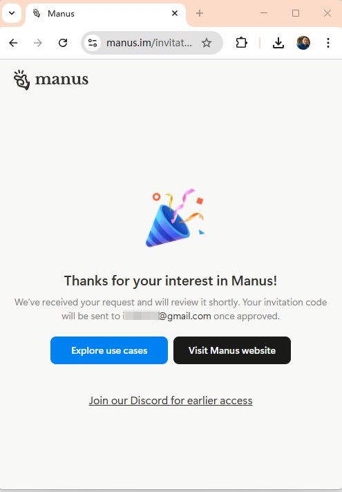 Best way to get Invitation code. Thanks for your interest in Manus!
We've received your request and will review it shortly. Your invitation code will be sent to you once approved. #manus #manusAI #Invitationcode