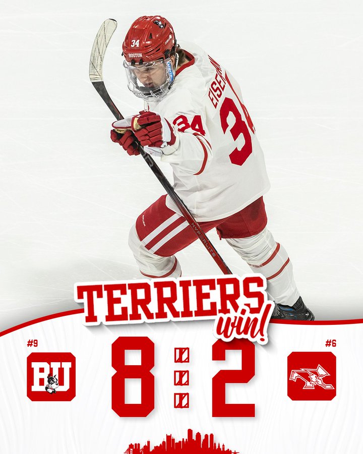 Eiserman hatty powers rout of Providence; Terriers clinch 3rd place
