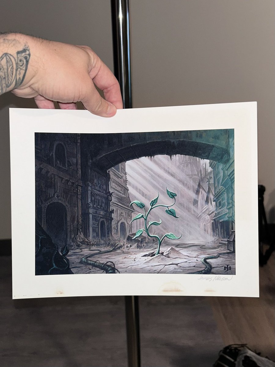 RevWerewolf's tweet image. So I experienced my “Man Walks In With A Beta Box To Sell That He Bought When He Was A Kid” moment.  Went to visit my good friend Kaleb Busby and what doth my eyes see…a print of a magic card…in a really old dirty frame.  I ask to see it, it came in with a collection, I look at…