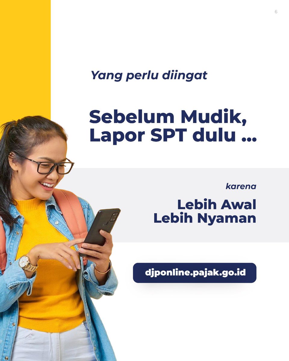 Jadi, yang perlu diingat, sebelum mudik, lapor SPT dulu.

Lapor hari ini, lapornya di sini.
djponline.pajak.go.id 

#LebihAwalLebihNyaman