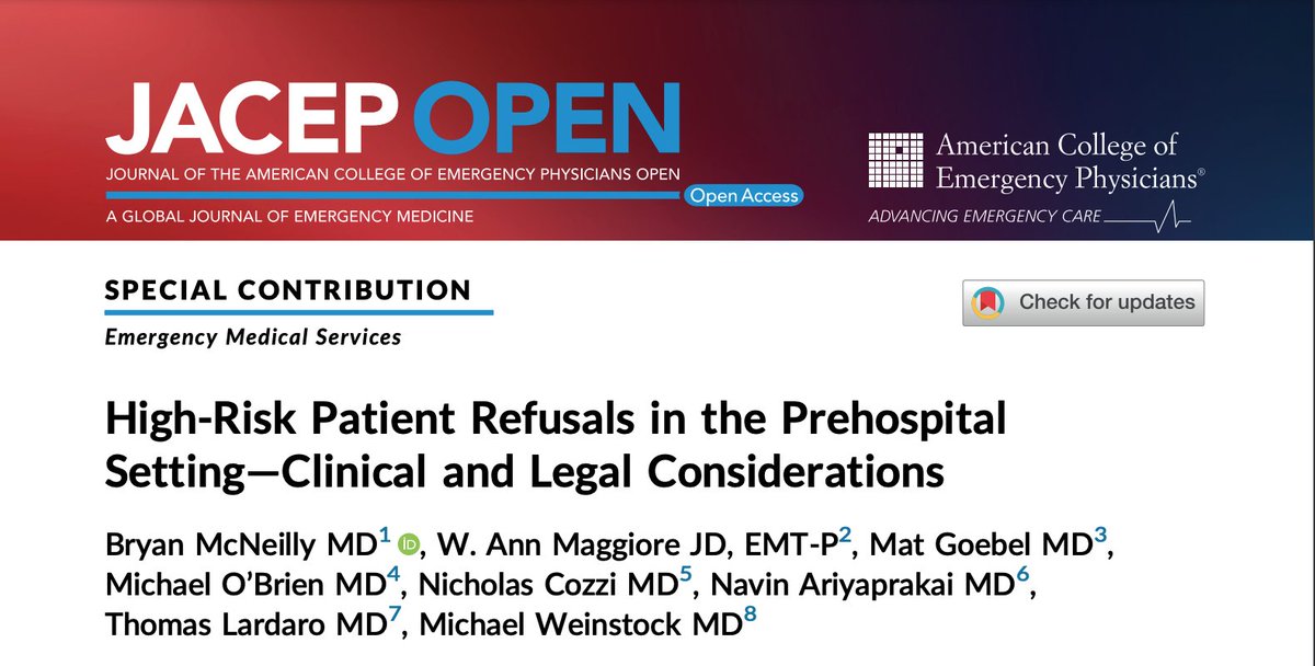 Bryan McNeilly (@bp_mcneilly) on Twitter photo ACEP EMS Committee's latest recommendations for managing High-Risk Refusals
authors.elsevier.com/sd/article/S26β¦
@winniemaggiore <a href="/embouncebacks/">Michael Weinstock</a> <a href="/tlardaro/">Thomas Lardaro, MD</a> <a href="/nerdymedic/">Mat Goebel MD MAS NRP</a> <a href="/NickCozziMDMBA/">Nicholas Cozzi, MD, MBA</a> <a href="/navinariya/">Navin Ariyaprakai</a> <a href="/JACEPOpen/">JACEP Open</a> ACEP EMS Committee's latest recommendations for managing High-Risk Refusals
authors.elsevier.com/sd/article/S26β¦
@winniemaggiore <a href="/embouncebacks/">Michael Weinstock</a> <a href="/tlardaro/">Thomas Lardaro, MD</a> <a href="/nerdymedic/">Mat Goebel MD MAS NRP</a> <a href="/NickCozziMDMBA/">Nicholas Cozzi, MD, MBA</a> <a href="/navinariya/">Navin Ariyaprakai</a> <a href="/JACEPOpen/">JACEP Open</a>
