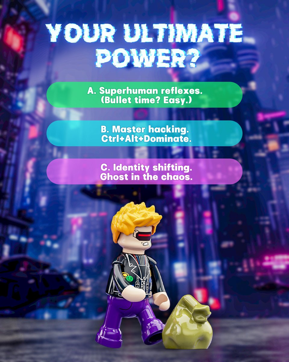 LUMIBRICKS_REAL's tweet image. Dive into the neon-lit world of Cyberpunk and discover your true self! 🧬🔮Take the quiz and find out!

#funwhole #bricks #toyblocks #neonlights #cyberpunk #bladerunner #apartment #apt #neondistrict #game #tech #toys #moc #afol #afob