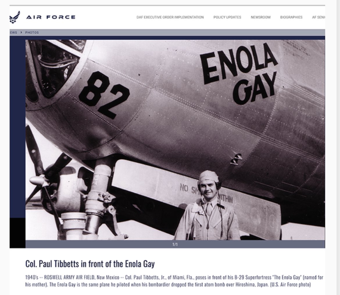 They purged pictures of the Enola Gay from the DOD websites because they thought it had to do with LGBTQ. You can’t make up how dumb they are.