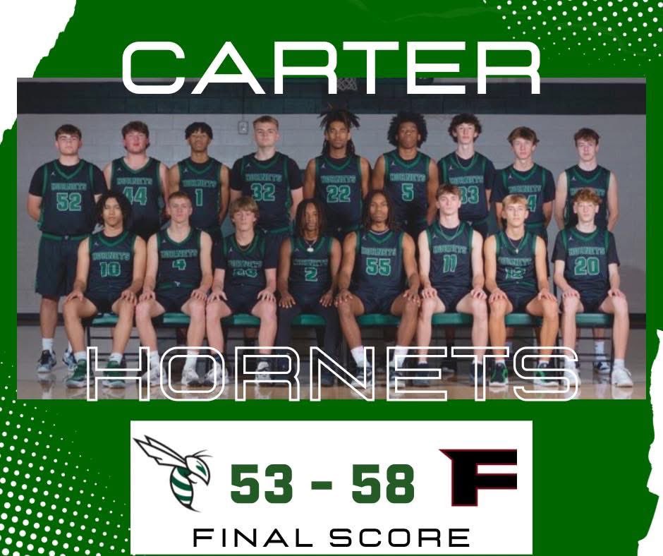 Hornets fall in the Region 2AAA Championship Game in a hard fought battle. All-Region Team Selections: Chris Cowan, Zion Oliver and Lincoln Tummel!

The Big Green is still alive for a chance to make it to State, Carter at Greeneville on Monday, March 10, 2025 at 7:00pm!!💚