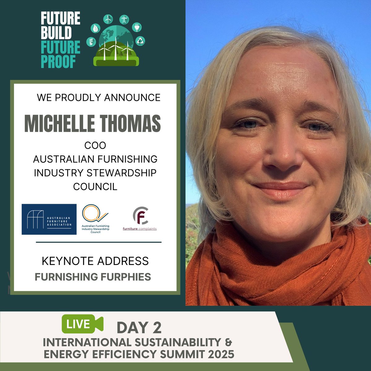 The International Sustainability and Energy Efficiency Summit is excited to have Michelle Thomas, COO of the Australian Furnishing Industry Stewardship Council present.
Join LIVE March 24-25.
Visit …nabilityandenergyefficiencysummit.com
#Sustainability #buildingdesign #sustainabledesign