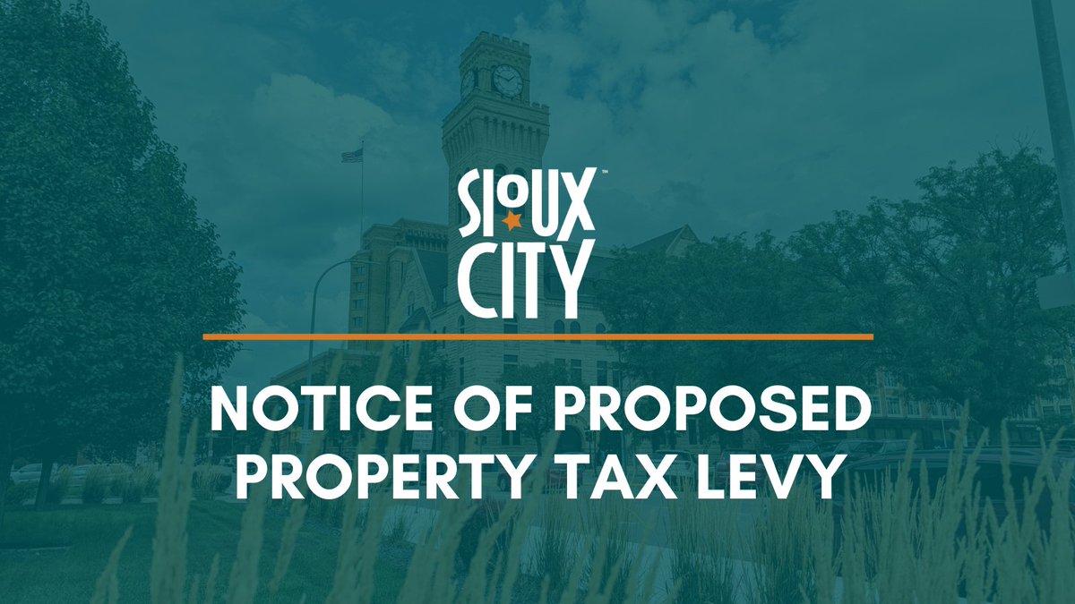 A notice of the proposed property tax levy is now available on the City of #SiouxCity website at sioux-city.org/fiscalmanageme…. A public hearing regarding proposed changes to the property tax levy will take place on 3/24 at 3:30 p.m. in City Hall Council Chambers (405 6th St).