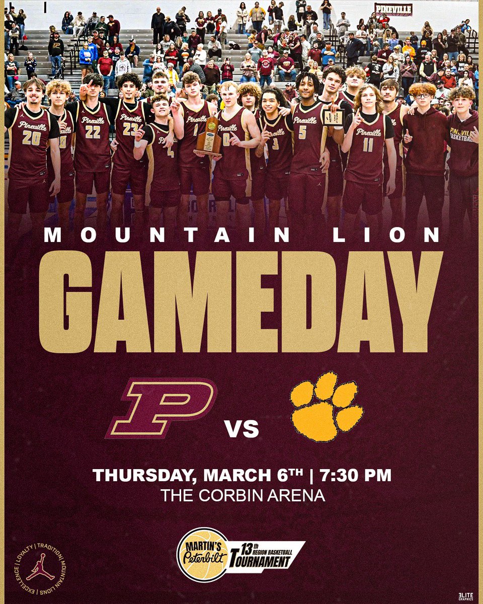 13th Region Tournament Game Day!!

This team deserves this opportunity. Come down to the Corbin Arena tonight as the Mtn. Lions take on Clay County at 7:30 PM. Go Mtn. Lions!