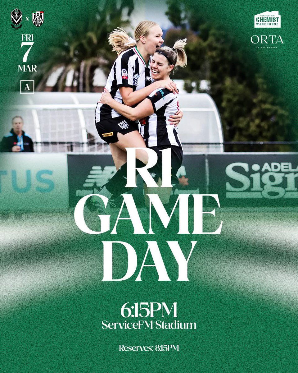 IT'S GAME DAY! 🦓

Be sure to head down to ServiceFM Stadium today to watch our WNPL team  in Round One!

🆚 Adelaide Uni
⏰ Friday @ 6:15pm
🏟️ ServiceFM Stadium

Watch it here: youtube.com/live/DiKs87Nfh…

⚫️⚪️

#ThisIsOurCity