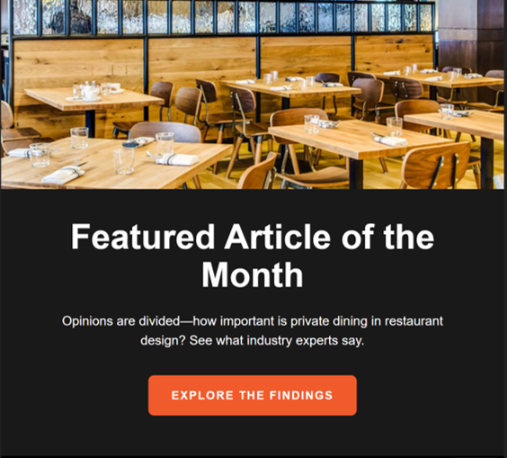 RestFurnPlus's tweet image. Check out this week's newsletter featuring upholstered chairs, outdoor bar stools, lounge chairs and a featured article on private dining trends.
mailchi.mp/834b2167bba1/c…?