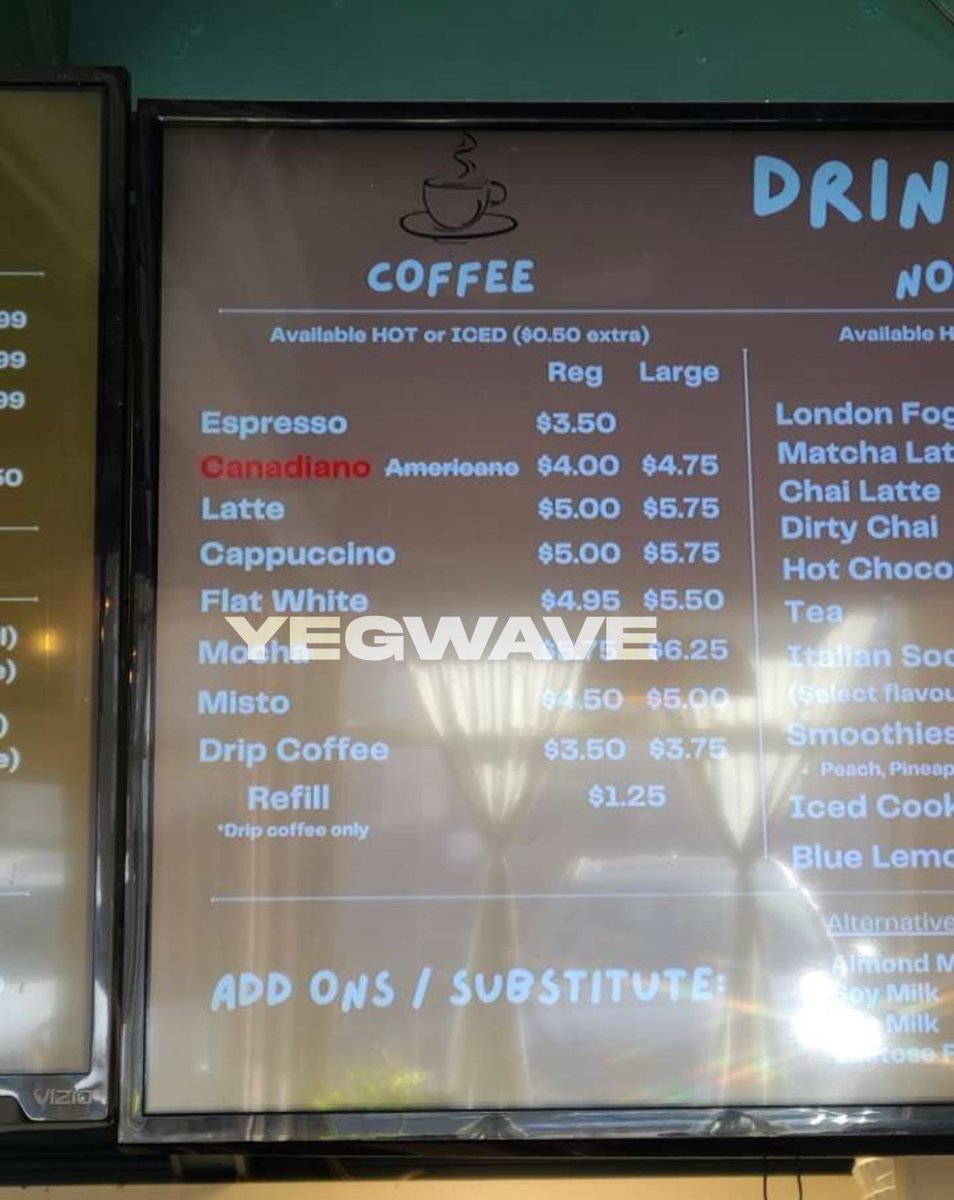 A coffee shop in St. Albert, Alberta, has renamed Americano to Canadiano 😂🇨🇦