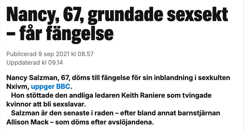 GStrand45's tweet photo. Exponeringen av Epstein började med NXIVM....

NXIVM var en MLM-organisation som erbjöd kurser i personlig utveckling. Den låg i Albany County, New York och grundades 1998 av Keith Raniere och Nancy Salzman. Nyhetsrapportering och tidigare medlemmar har beskrivit NXIVM som en sekt. Vissa av de kvinnliga medlemmarna ska tillhört en grupp som de kallade DOS och ska ha brännmärkts med Keith Ranieres initialer, och tvingats lämna ifrån sig nakenbilder, som skulle publiceras, om gruppen avslöjades. (Ja, underrättelsehållhakar igen)
Allison Christin Mack var den som "rekryterade" till kretsen.
Raniere arresterades i mars 2018 för trafficking
Nancy Salzman var med och startade NXVIM och Rachel Chandler (Child handler) kallade Nancy "mamma".

Chandler rekryterade till Epstein/Maxwell och hennes far jobbade på interscope Records. Chandler kan kopplas med Balenciaga. (se film med Oil London)
Vi ska då komma ihåg att Maxwell satt i Thulehuset i Stockholm under Doris Hopp tiden. Samma hus där Stay Behind höll till.... Men det måste väl vara en slump. 🙄
Dessutom det hus där Palme blev "mördad".

När sedan VDn för Ambercombie & Finch Mike Jeffries grips för sexhandel:
Kaninhålet går ett helt varv och vi hamnar tillbaka i Sverige via Lex Wexner, Epstein, Maxwell och sedan är vi på Handelshögskolan igen. Sedan öppnar sig hela den Svenska pedo-industrin med dess hållhakar åt underrättelsetjänsten som ju är incestuöst beroende av Ericsson.......
Här kan ni läsa om Handelshögskolans patetiska försök till pudling: https://t.co/OznRDHcMZ1

"Det året tilldelades Epstein till och med "Bästa manliga stöd" vid avslutningen av Handelshögskolans stipendieceremoni för "Årets kvinnliga ekonom".
Barbro Ehnbom, som sa att beteckningen "Bästa manliga stöd" skapades "för att hedra en specifik vän som var extra hjälpsam och stöttande under föregående år."
https://t.co/CvaEOs2J1z

Operativ chef på Klarna sitter Camilla Giesecke alltså…… Men det sitter inte ihop....
”Efter Handelshögskolan i Stockholm började hon som investment banker på JP Morgan i London och New York. Därefter väntade Investor och högt uppsatta roller på Klarna”
Då minns vi när Lindencrona pensionerades 1978 tog SAF-chefen  Curt-Steffan Giesecke över. Det svenska Stay behind-nätverket existerade  fortfarande under slutet av 90-talet med ett kontor dolt i en våning på  Kungsholmen.  Sedan har vi hans roll i covidiotin också.
https://t.co/pJQMn1MlqJ

När John Maynard Keynes var Storbritanniens representant vid Bretton Woodskonferensen 1944 och den som tillsammans med Harry Dexter White utformade Bretton Woodssystemet som var homosexuell pedofil och har skapat det ekonomiska systemet "Keynesianismen".
Tror vi underrättelsetjänsten är ledande tema i allt detta.......?