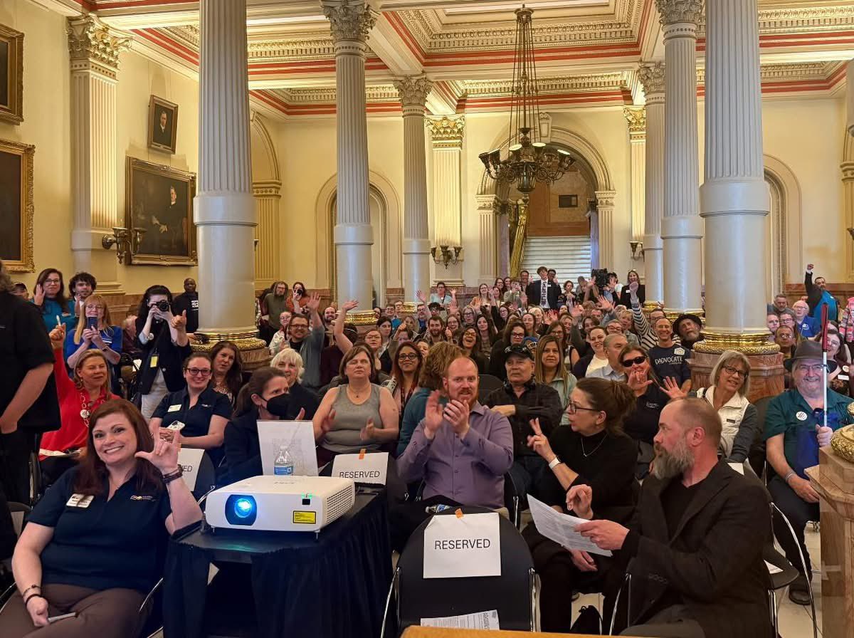 JessieDanielson's tweet image. There was a huge turnout for Disability Rights Advocacy Day! I had the honor of addressing the crowd to talk about my work with the disability rights community. These powerful individuals and organizations are making real change for people all across the state. #coleg