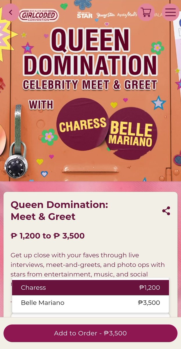 whippedforbelle's tweet photo. you can now avail a ticket for @bellemariano02 meet and greet with charess!

Buy your tickets now at https://t.co/4ZhYp8Dljp

📅 March 28-30, 2025
 📍 Concourse, One Ayala

#SheSlays2025 
#GirlCodedCon 
#IWD2025 https://t.co/T91JsdTsqo