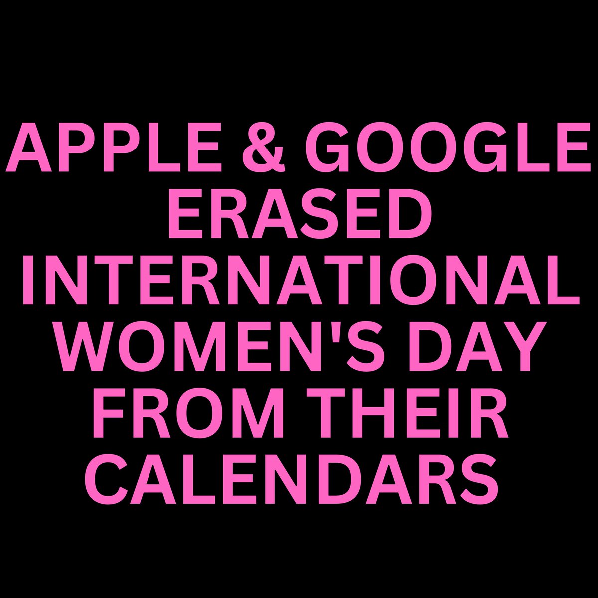 Yep. They fucking did. Apple and Google just removed International Women's Day from their calendars. Apparantly we're not important enough. Fuck this shit.

#iwd2025
