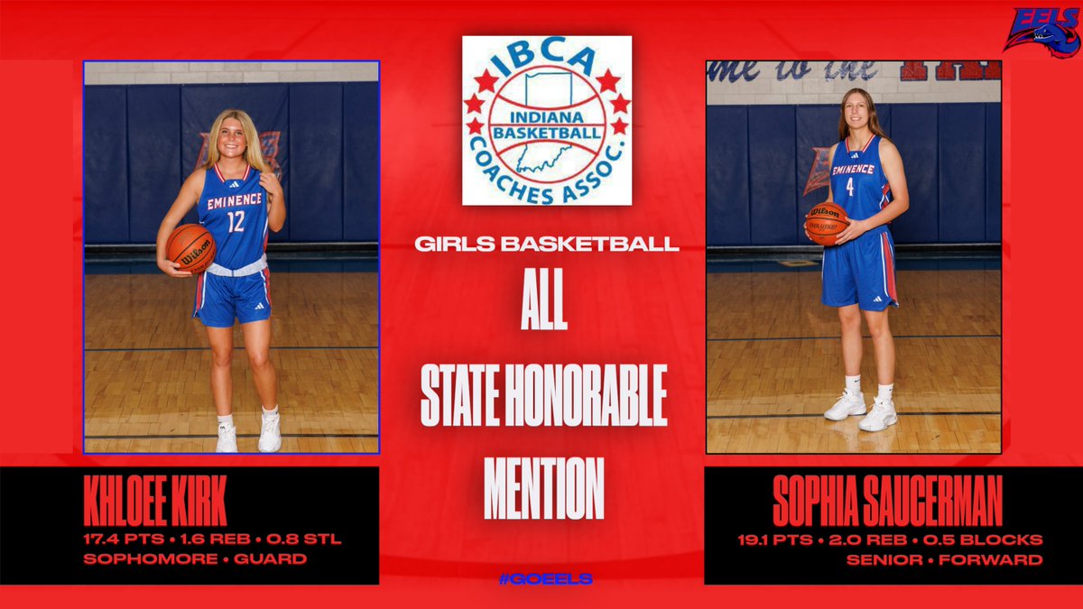 Congratulations to Sophia Saucerman (Senior All-State Honorable Mention) and Khloee Kirk (Underclassman All-State Honorable Mention) from the IBCA for their outstanding season. We are extremely proud of you both. Way to represent the Eels!!
