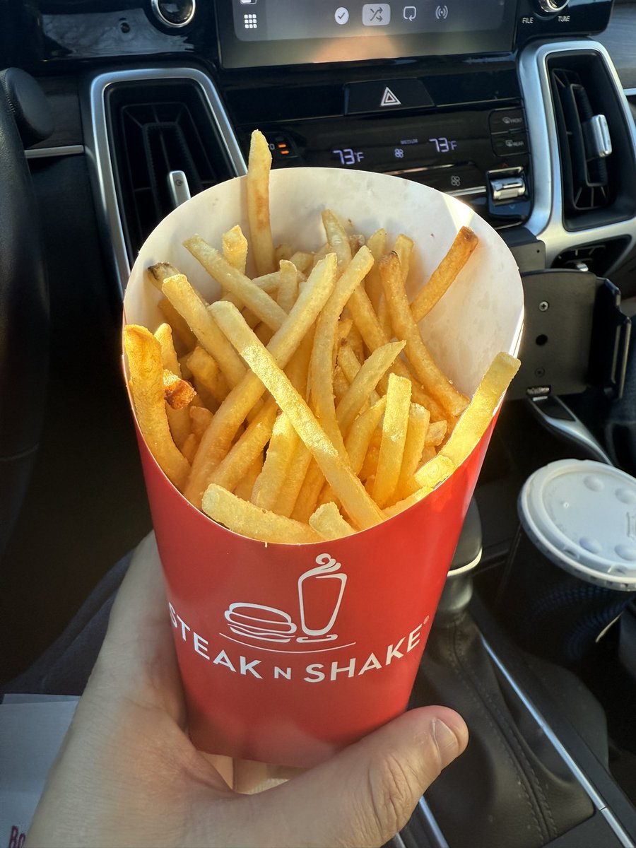 Fries made with tallow. They were crispy and delicious. Good move <a href="/SteaknShake/">Steak 'n Shake</a>