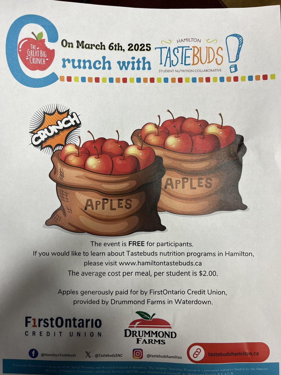 St. Joseph CES (@stjsces) on Twitter photo Happy to take a BIG CRUNCH today!!! Our Jaguars enjoyed delicious apples with a 3,2,1 crunch!!!! <a href="/HWCDSB/">HWCDSB</a> <a href="/MorrisHucal/">Morris Hucal</a> <a href="/TastebudsSNC/">Tastebuds Hamilton</a> <a href="/DrummondFarms/">Drummond Farms</a> Happy to take a BIG CRUNCH today!!! Our Jaguars enjoyed delicious apples with a 3,2,1 crunch!!!! <a href="/HWCDSB/">HWCDSB</a> <a href="/MorrisHucal/">Morris Hucal</a> <a href="/TastebudsSNC/">Tastebuds Hamilton</a> <a href="/DrummondFarms/">Drummond Farms</a>