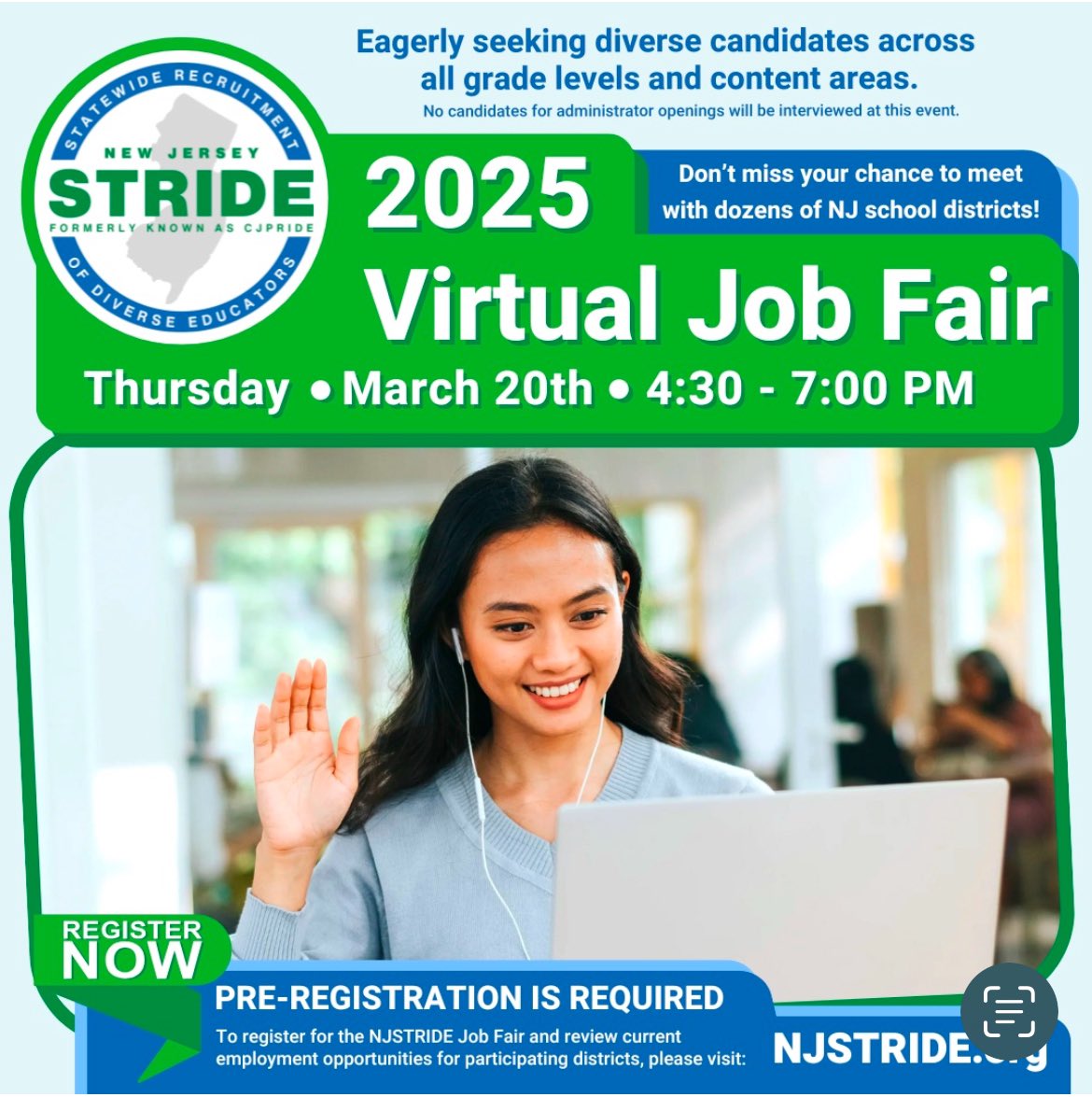 Calling all NJ Educators! Old Bridge Township Public Schools is excited to announce its participation in the @NJSTRIDE 2025 Virtual Job Fair! We are eagerly seeking diverse educators across all grade levels &amp; content areas – we want to meet you! 
#NJEducatorJobFair #NJTeacherJobs