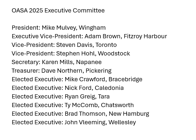 The OASA 2025 Committee, as per the Annual General Meeting.