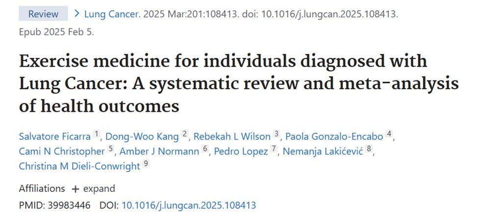 Exciting news! Our review on exercise interventions for lung cancer patients is out. We found moderate evidence that exercise improves physical function. Learn more here: sciencedirect.com/science/articl…
 #LungCancer #ExerciseResearch