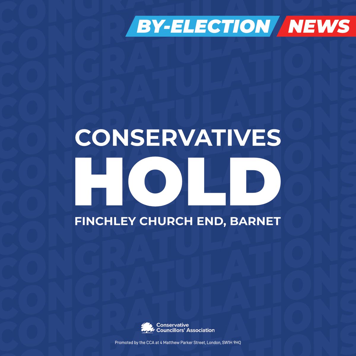 Congratulations to Cllr Josh Mastin-Lee on holding Finchley Church End in Barnet!
