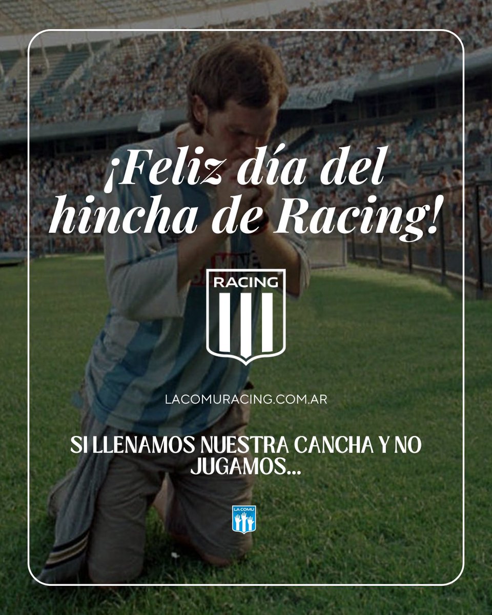 Comu_Racing's tweet image. Tantas veces me mataron
Tantas veces me morí
Sin embargo, estoy aquí
Resucitando.

Gracias doy a la desgracia
Y a la mano con puñal
Porque me mató tan mal
Y seguí cantando

¡FELIZ DÍA HINCHA DE #RACING! 💙🤍

SOMOS EL AMOR MAS PURO,  SOMOS LOS QUE PUSIMOS EL PECHO Y EL ALMA POR…