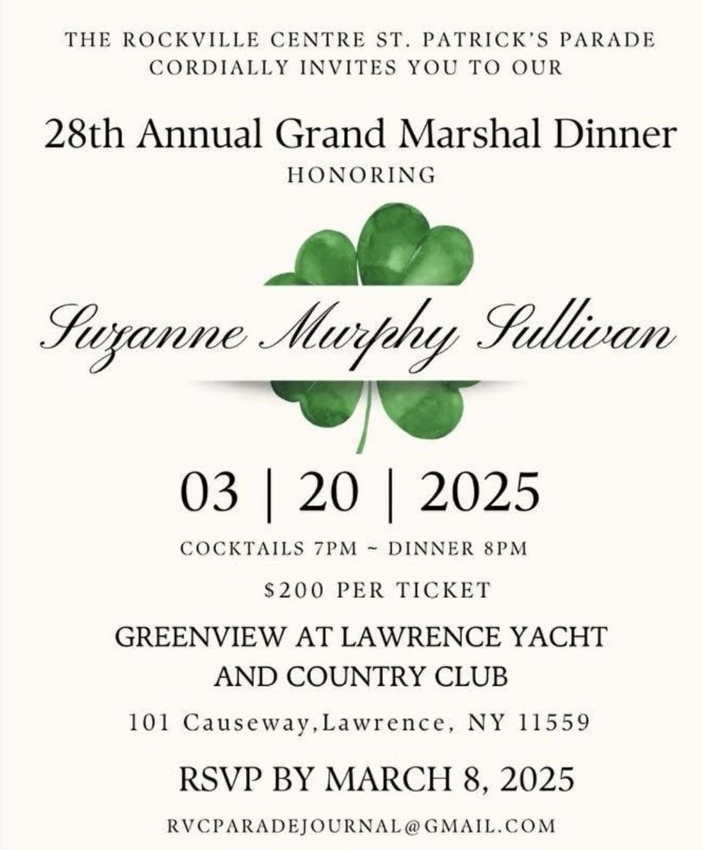 Please join us on 3/20 ☘️ Tickets still available - go to rvcstpatrick.com to purchase