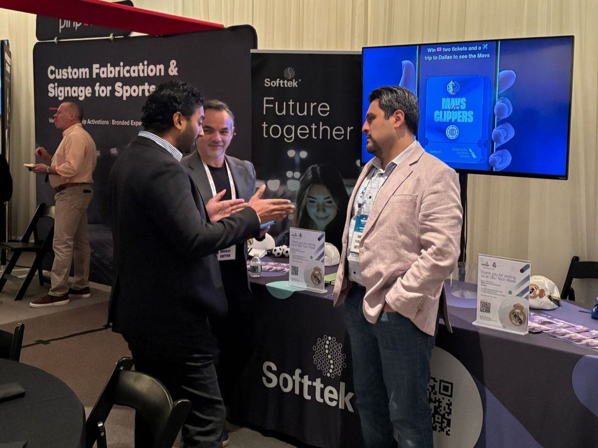Softtek's tweet image. Honored to be nominated for &quot;Best in Venue &amp;amp; Franchise Operations Technology&quot; by @SBJ during the #SBJTechWeek! It was great hearing about different applications of tech in sports w/ new and familiar faces in #NYC while showcasing our fan engagement ecosystem 🚀

#SBJAwards #SOTI