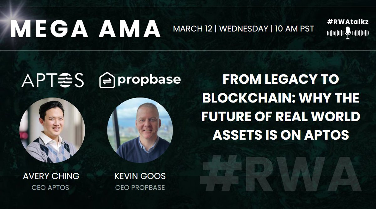 Propbase (@propbaseapp) on Twitter photo π Two Industry Leaders. One Game-Changing AMA.
Join <a href="/Aptos/">Aptos</a> CEO <a href="/AveryChing/">avery.apt π</a> and Propbase CEO <a href="/Propbase_Kev/">Kevin Goos CEO of Propbase</a> for a MEGA AMA discussing Fungible Asset V4 Aptos token standards & Real-World Assets (#RWA)
π₯ From Legacy to Blockchain: Why the Future of Real-World Assets is on Aptos π Two Industry Leaders. One Game-Changing AMA.
Join <a href="/Aptos/">Aptos</a> CEO <a href="/AveryChing/">avery.apt π</a> and Propbase CEO <a href="/Propbase_Kev/">Kevin Goos CEO of Propbase</a> for a MEGA AMA discussing Fungible Asset V4 Aptos token standards & Real-World Assets (#RWA)
π₯ From Legacy to Blockchain: Why the Future of Real-World Assets is on Aptos