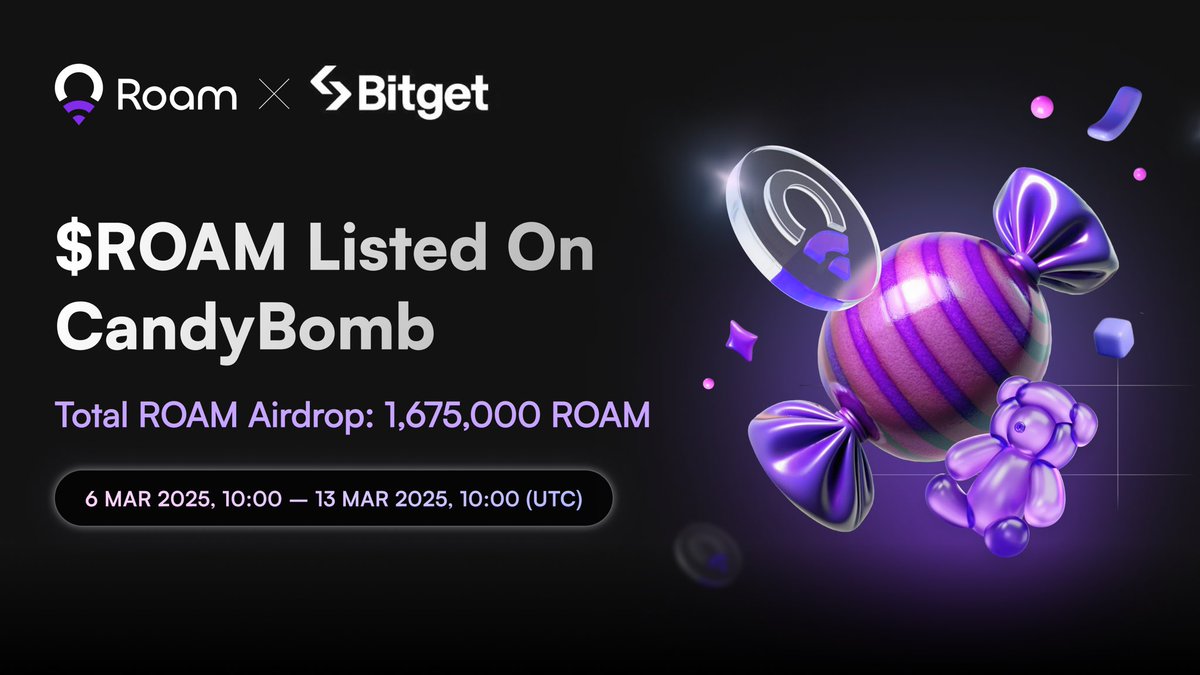 WeRoam's tweet image. $ROAM Listed on CandyBomb!

@bitgetglobal is hosting a CandyBomb event featuring a massive 1,675,000 $ROAM airdrop!

Trade $ROAM on Bitget and join the event to grab your share. Don’t miss out.

Join here: bitget.com/events/candy-b…

#DePIN #Roam #RoamTheWorld #Blockchain