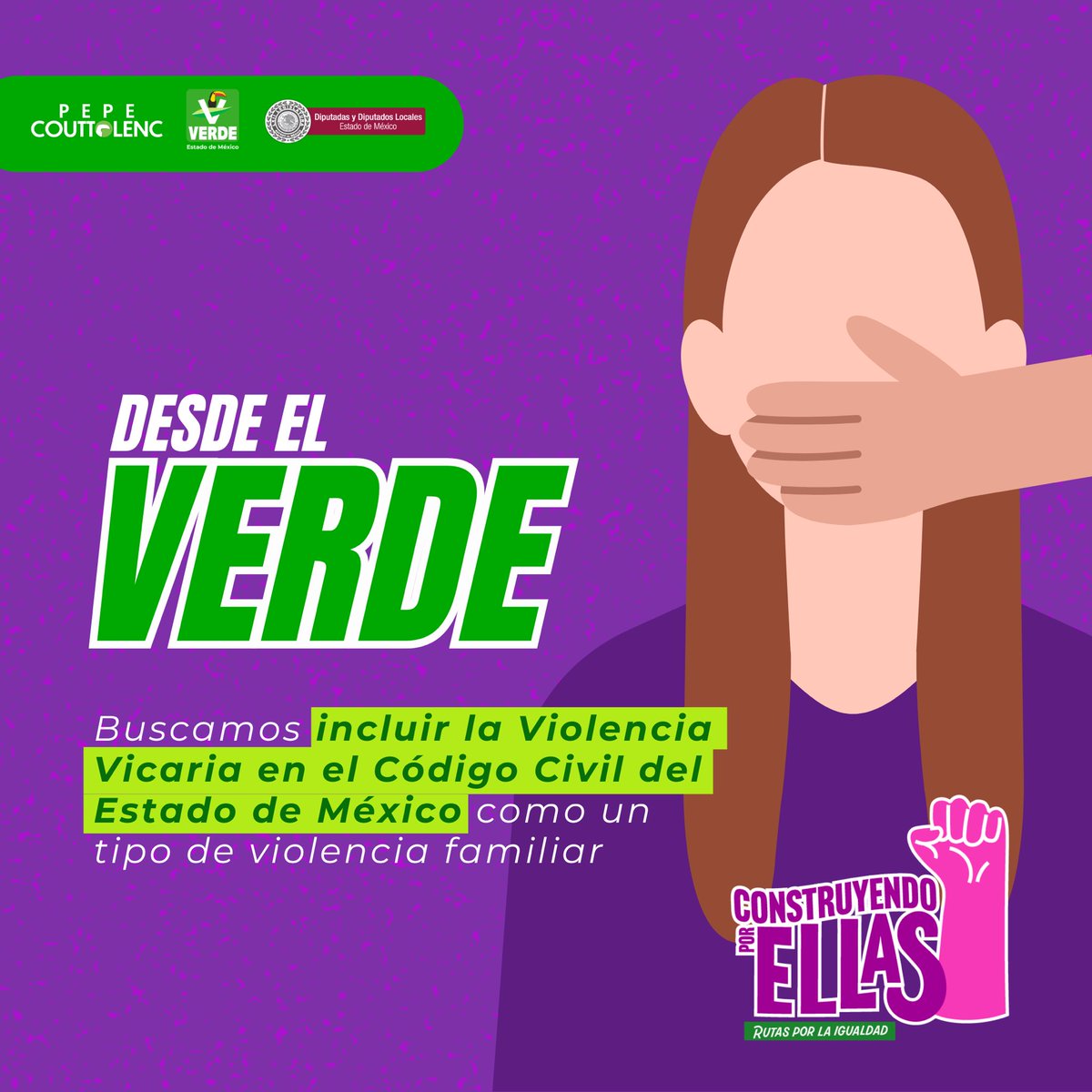 Exigimos que se imponga un castigo a quienes infligen violencia vicaria a sus parejas. 🚫🟣 #ConstruyendoPorEllas