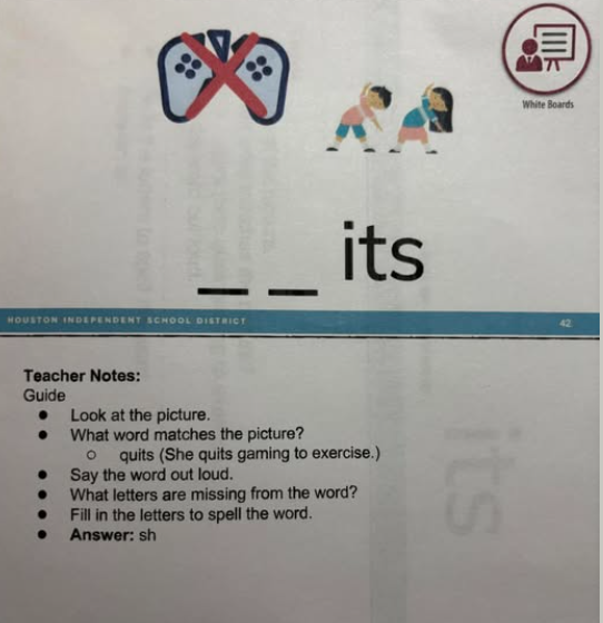 Just another piece of Houston ISD's high-quality science of reading curriculum that teachers are required to teach....