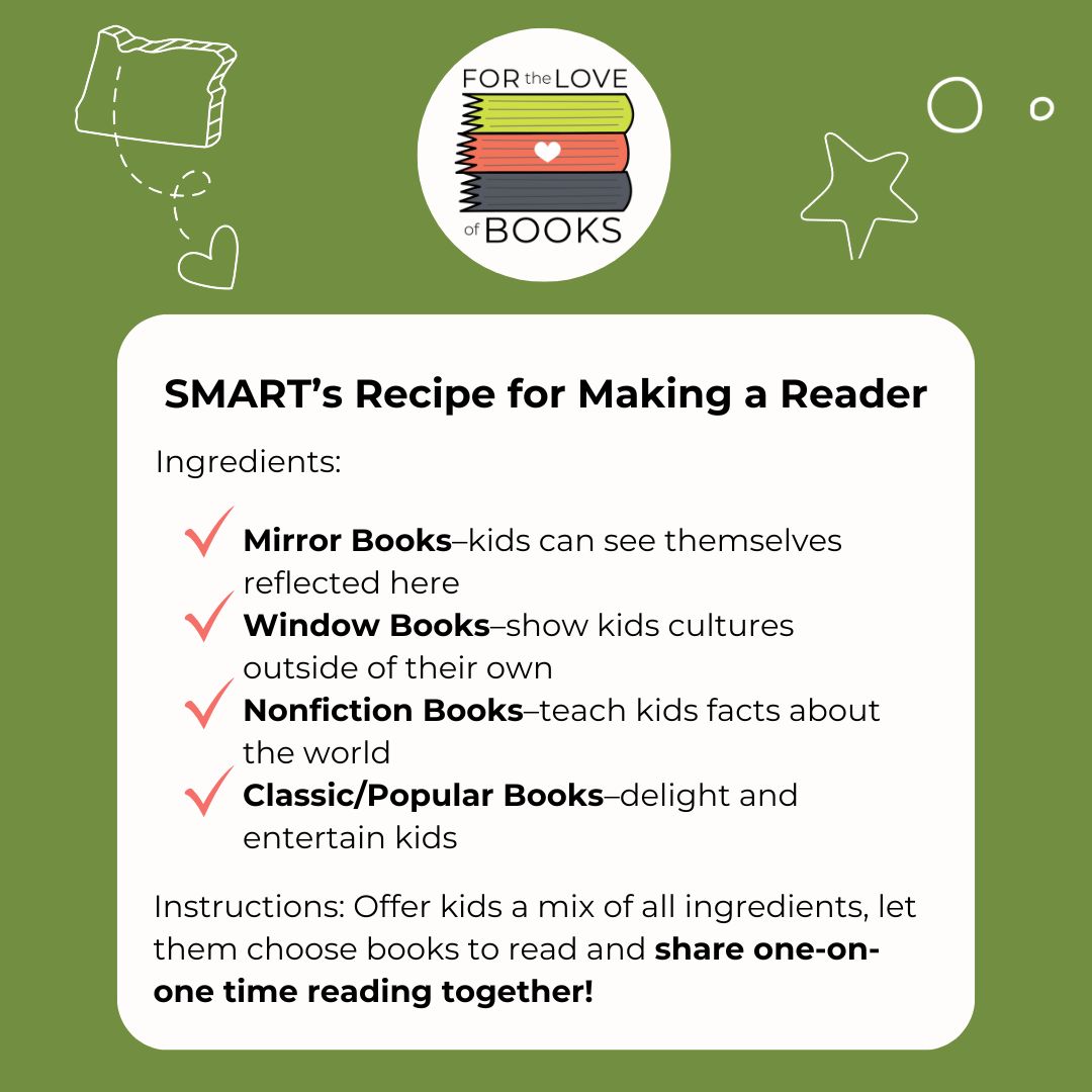 At SMART we know that getting kids excited about books at an early age sets them up for success as students, but it’s not always easy to do. Kids get excited about books when books excite them! Help us buy inclusive &amp; engaging books 4 kids in your area! buff.ly/4gYPUKk