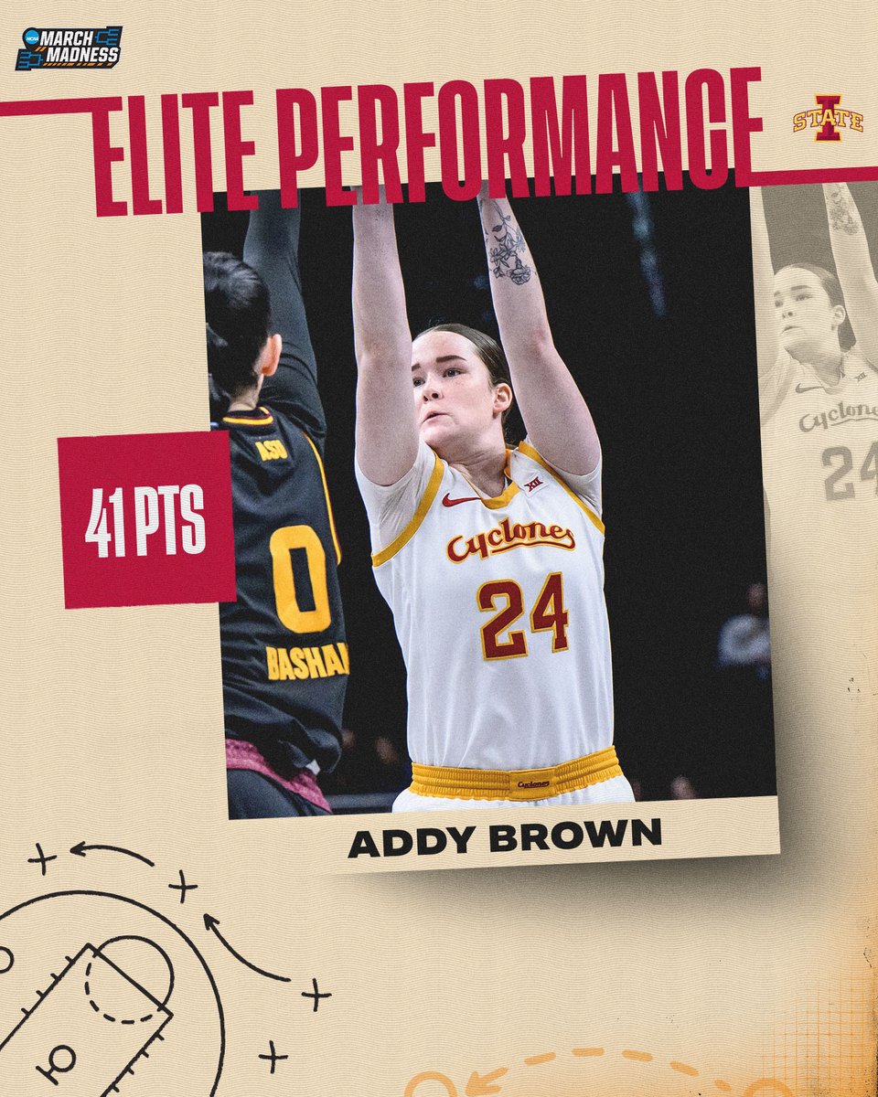 NCAA March Madness (@marchmadnesswbb) on Twitter photo ADDY BROWN WAS ON ANOTHER LEVELπ₯
<a href="/Addy_Brown24/">Addy Brown</a> scored 41 POINTS to help <a href="/CycloneWBB/">Cyclone Basketball</a> advance in the Big 12 Tournament!
#NCAAWBB ADDY BROWN WAS ON ANOTHER LEVELπ₯
<a href="/Addy_Brown24/">Addy Brown</a> scored 41 POINTS to help <a href="/CycloneWBB/">Cyclone Basketball</a> advance in the Big 12 Tournament!
#NCAAWBB