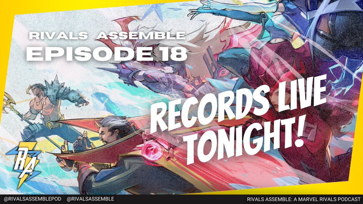 RivalsAssemble's tweet image. Drop in and join the conversation as we record our latest episode LIVE on Twitch &amp;amp; YouTube. New costumes? Updates? Groot lore? We got it all! 

Going live around 10p EST/7p PST.

WE. ARE. RIVALS. #marvelrivals