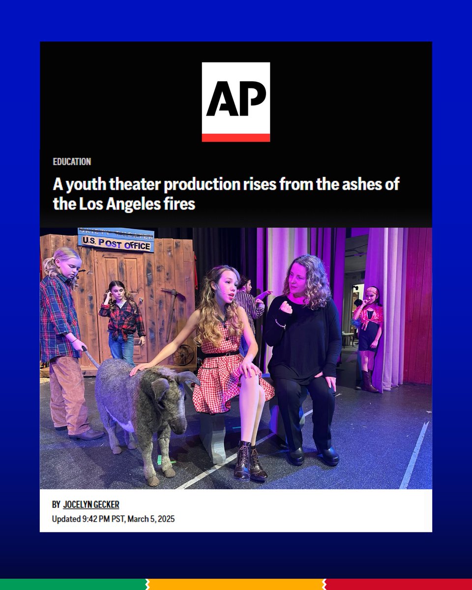 Mayor Karen Bass (@mayorofla) on Twitter photo Young performers of the Theatre of Palisades Youth aren’t letting the wildfires stop them. Their musical in the Palisades is already back — and better than before. 
This is the resilience that defines Angelenos. I am so proud of each of these talented performers. Young performers of the Theatre of Palisades Youth aren’t letting the wildfires stop them. Their musical in the Palisades is already back — and better than before. 
This is the resilience that defines Angelenos. I am so proud of each of these talented performers.