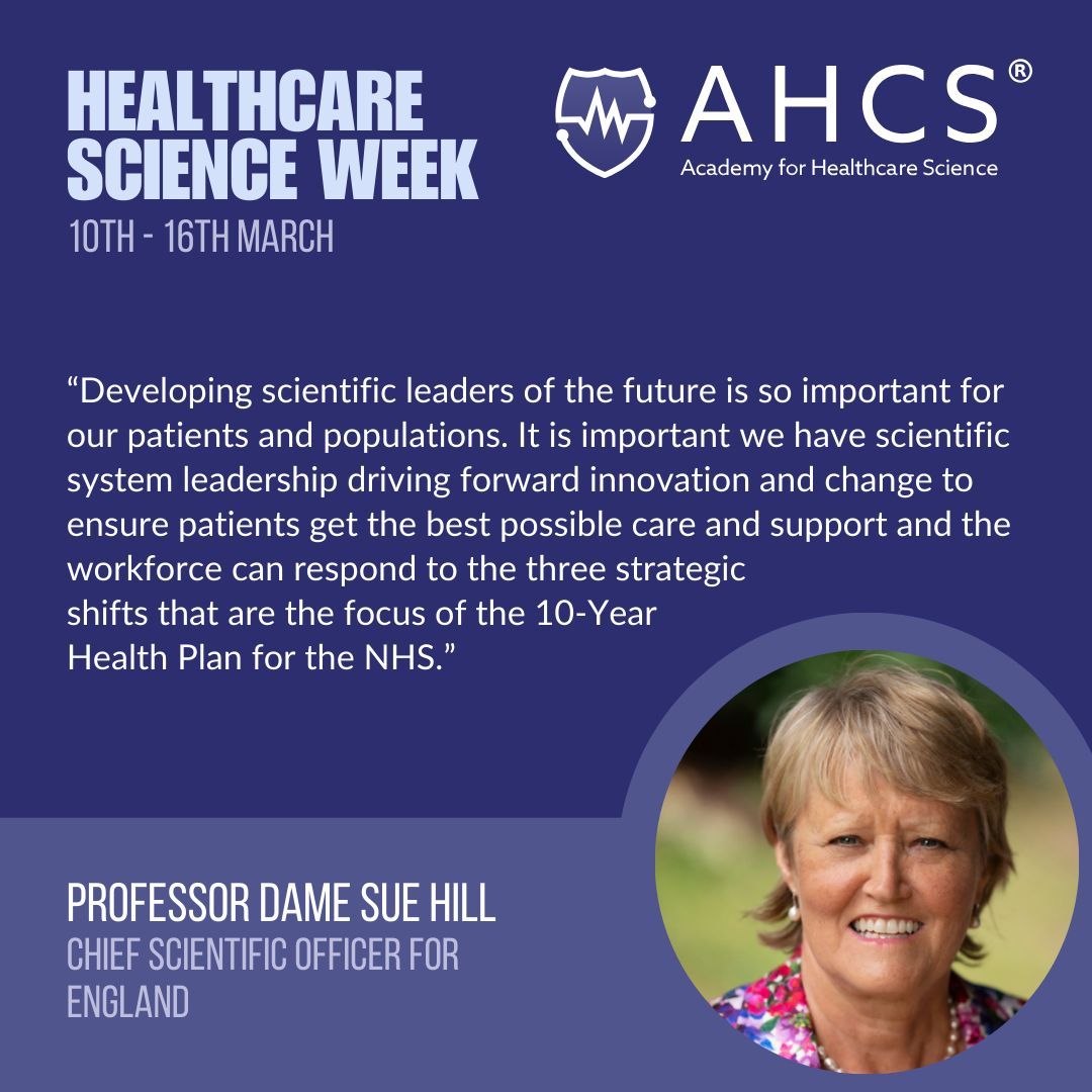 Academy for Healthcare Science (@ahcsuk) on Twitter photo We're delighted to share this quote from Professor Dame Sue Hill, Chief Scientific Officer for England, on the importance of developing scientific leaders.
<a href="/WeHCScientists/">NHS Healthcare Science</a>
<a href="/CSOSue/">Professor Dame Sue Hill</a>
#HCSWeek2025 We're delighted to share this quote from Professor Dame Sue Hill, Chief Scientific Officer for England, on the importance of developing scientific leaders.
<a href="/WeHCScientists/">NHS Healthcare Science</a>
<a href="/CSOSue/">Professor Dame Sue Hill</a>
#HCSWeek2025