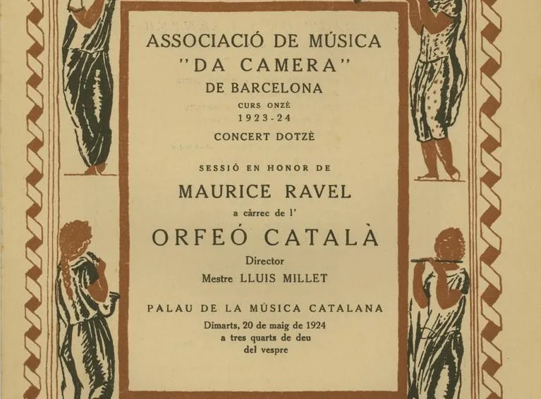 Dos dies després, al mateix Palau de la Música, se li va fer un homenatge amb un recital de l’Orfeó Català. La sessió es va obrir amb "El Cant de la Senyera", i en acabar l’acte, Maurice Ravel, emocionat, va signar l’àlbum d’honor i va prometre que tornaria a Barcelona. (4/5)