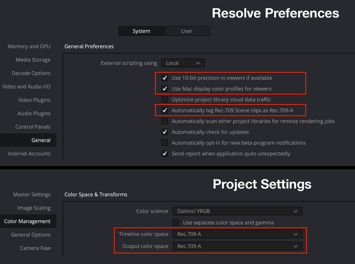 brave_rabbit's tweet image. If you are working on #macOS using #DaVinci #Resolve and struggle with getting your output match what you see in Resolve you might want to check these settings.
Also make sure that your Output Color Space and Gamma is set to 'Use timeline'.