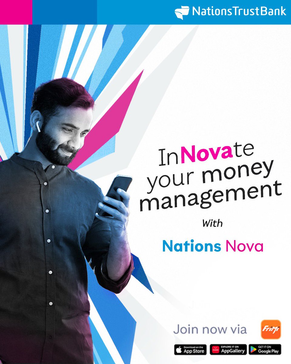 Smart, Seamless, and Effortless Banking with Nations Nova!
Get onboard Nations Nova via FriMi - bit.ly/FriMi_store
For more details visit - nationstrust.com/.../personal..… 
#NationsNova #NationsTrustBank #FriMi #banking #lka