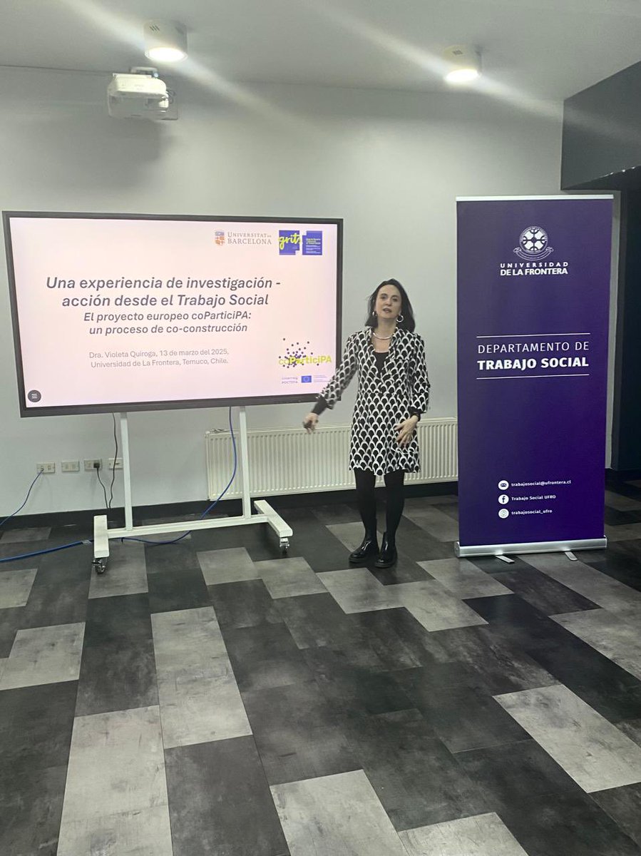 5️⃣ Així mateix, Violeta Quiroga ha ofert la conferència “Una experiencia de investigación-acción desde el Trabajo Social”, presentant el projecte <a href="/Co_Participa/">coParticiPA</a> i reflexionant sobre la importància d’enfortir la participació de les persones en els serveis i entitats socials.