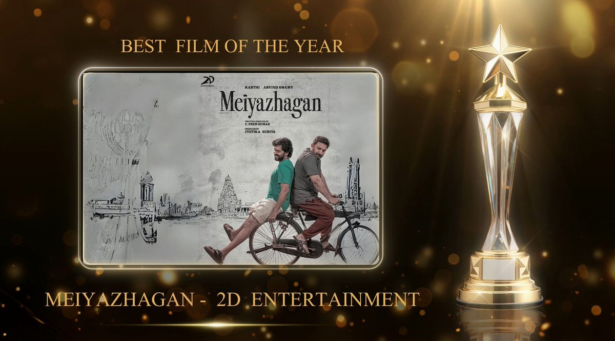 AnbuKarthi19's tweet photo. Incredibly pleasant moment as our #Meiyazhagan gets honoured with the Best Film Award at the 78th edition of the prestigious #Techofes by #AnnaUniversity ✨
@Karthi_Offl ❤
@SDsridivya 🥰
#AravindSwamy
#Karthi https://t.co/z0YIXCm3sX
