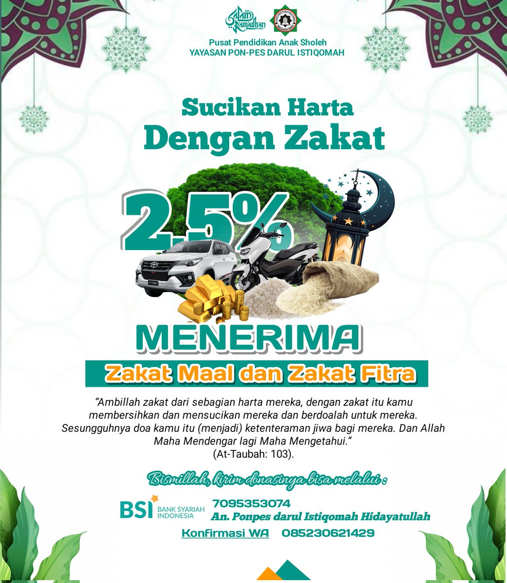 Yayasan Pesantren Darul Istiqomah Hidayatullah Mandailing menerima dan Menyalurkan Zakat Fitrah dan Zakat Mall. Yuk... Berzakat melalui pesantren kita 🙏🏻