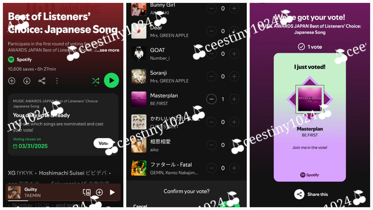 ceestiny1024's tweet image. Voted for #BEFIRST #SpotifyxMAJ #Masterplan