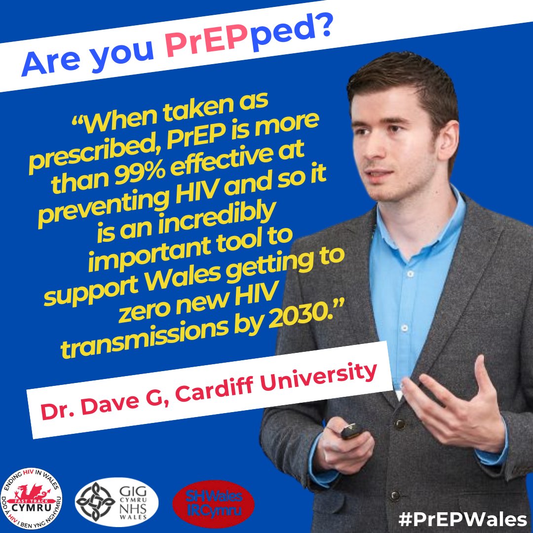 Are you PrEPped? PrEP is a pill that can prevent HIV transmissions. Taken as prescribed, it can reduce the risk of HIV transmission by over 99%. PrEP is free in Wales, read more here: tinyurl.com/PrEPWales
