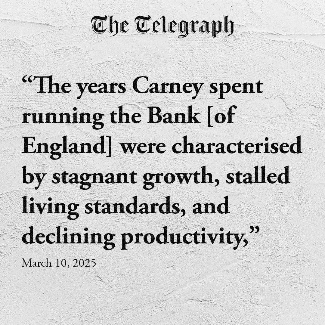 Canadian media are silent while Carney refuses to answer their questions. 

The Telegraph is telling truth about his disastrous time in the U.K.